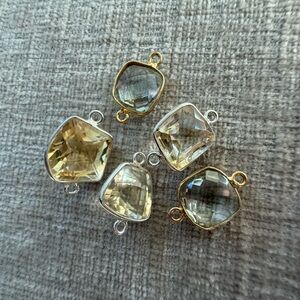 Green Amethyst Gold Vermeil and Citrine Sterling Silver Gemstone Connectors